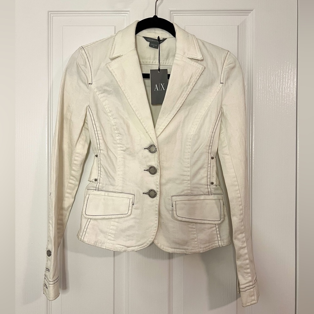 NEW Armani Exchange White Denim Jacket XS